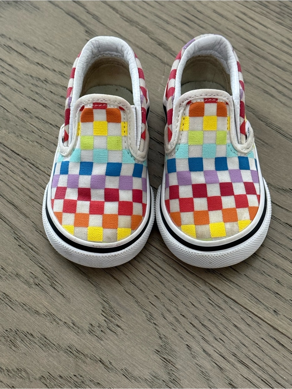Vans Rainbow Checker Slip-On Sneakers - White Baby size 4